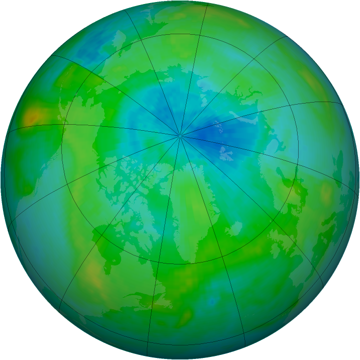 Arctic ozone map for 24 August 1988